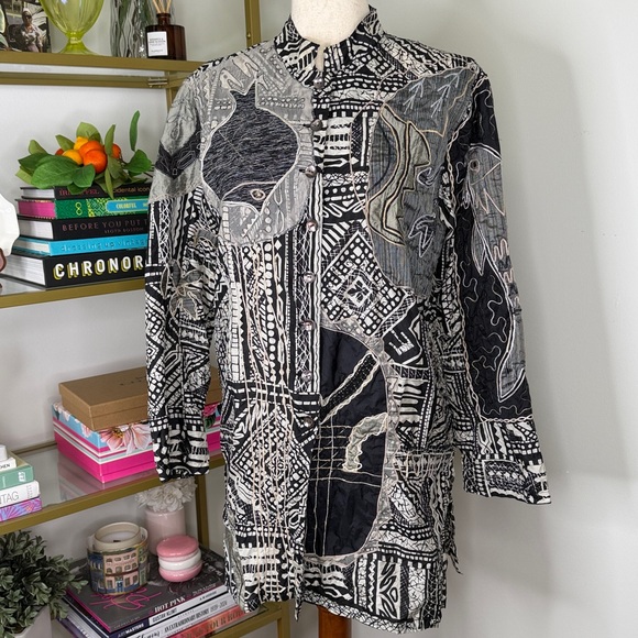 Chico's Design Art To Wear Silk Embroidered Top - Picture 2 of 8